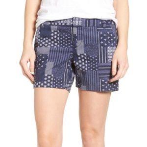 Caslon Cotton Twill Shorts Navy Indigo Batik Geo